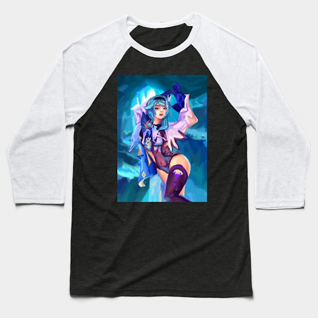 Eula Lawrence Genshin Impact Anime Fan art Baseball T-Shirt by craftsanime